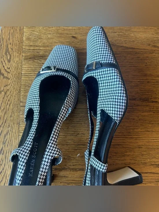 Karen Scott Black & White Houndstooth Slingback Pumps - Picture 1 of 5